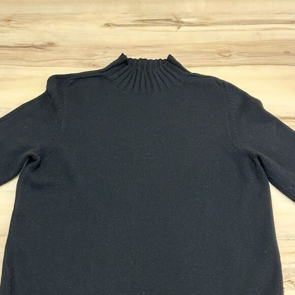 Karlie Women M Sweater Dress Midi Cashmere Blend Mock Neck Long Sleeve Black - Picture 3 of 12